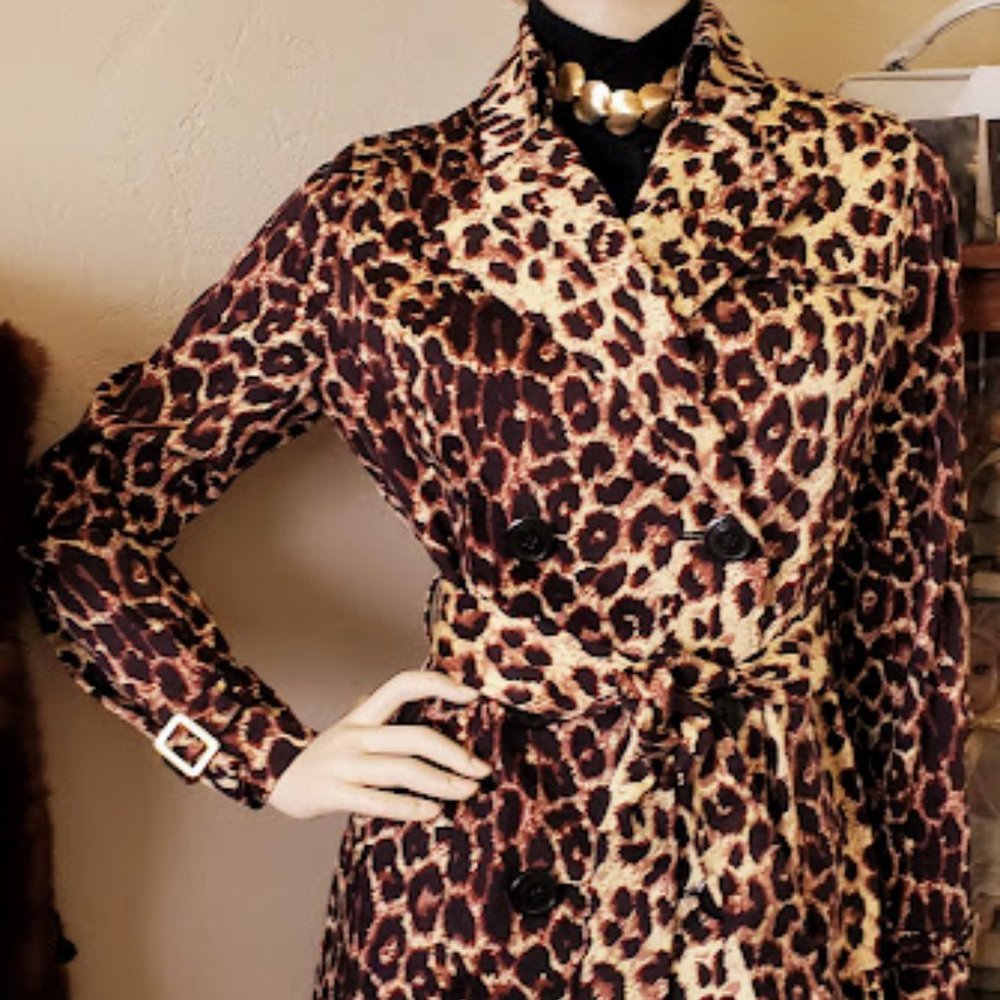 VERTIGO PARIS Cheetah Leopard Trench Jacket - Picture 9 of 11
